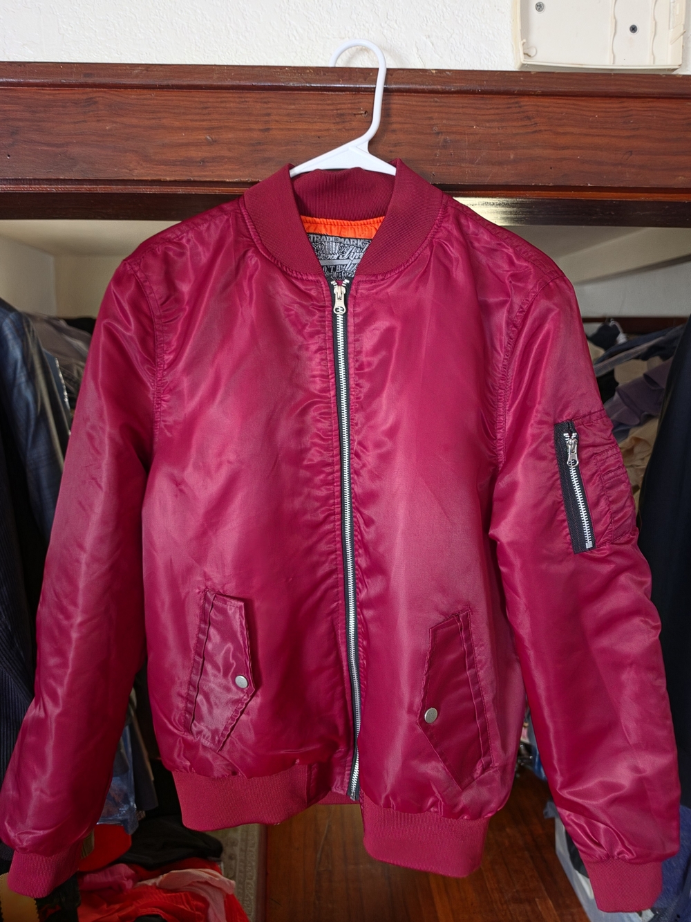 Brooklyn Cloth Men's Full Zip Burgundy Red Bomber Jacket